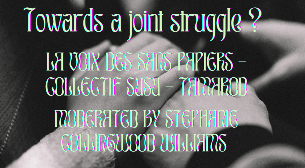 Two hands overlaid with text "Towards a joint struggle?"
