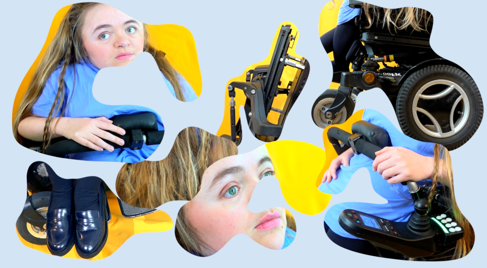 fragmenten van schoenen, rolstoel en Mira Thompson