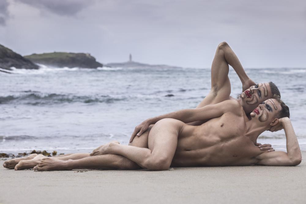 Pablo and Federico lying on a beach