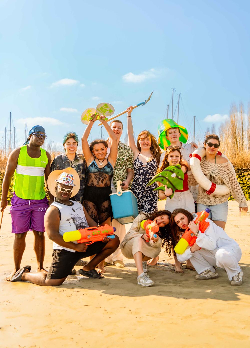 A group photo in the beach